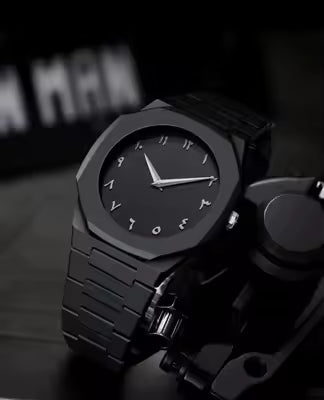 Black Aura Watch | Black Arabic Ora Watch For Men- Luxury Arabic Calligraphy Design Watch for Boys - New 2026 Modern Fashion Trend