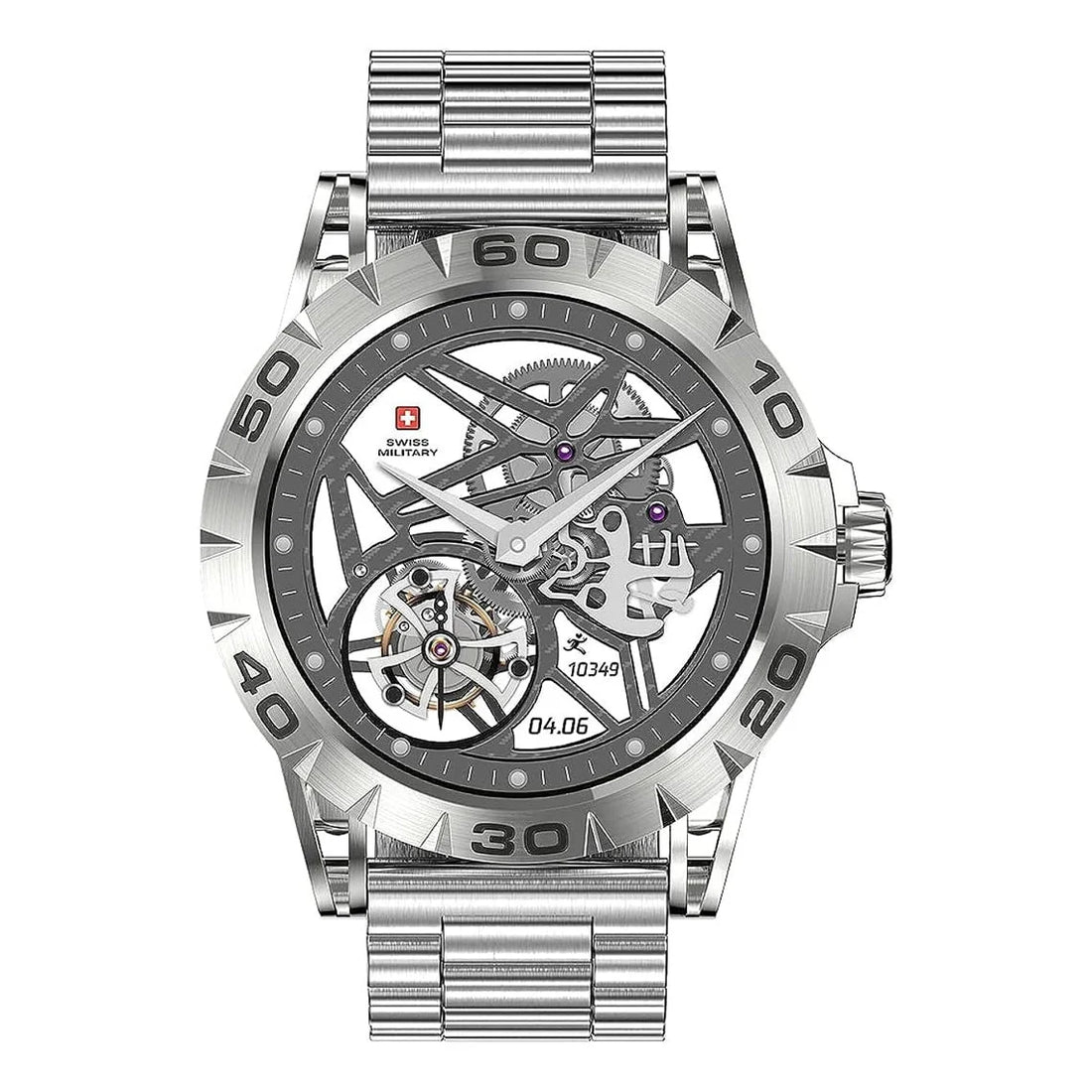 Swiss Military Dom 2 Smart Watch Sliver Frame & Silver Metal Strap